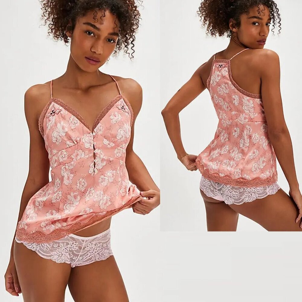 NWT New Free People Night Special Tangerine Combo Cami Top Size L